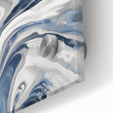 Contemporary Abstract Canvas – Fluid Navy, Gray, and Silver Artwork