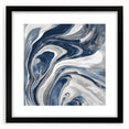 Contemporary Abstract Canvas – Fluid Navy, Gray, and Silver Artwork