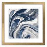 Contemporary Abstract Canvas – Fluid Navy, Gray, and Silver Artwork