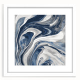 Contemporary Abstract Canvas – Fluid Navy, Gray, and Silver Artwork