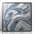 Contemporary Abstract Canvas – Fluid Navy, Gray, and Silver Artwork