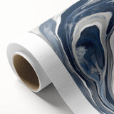 Contemporary Abstract Canvas – Fluid Navy, Gray, and Silver Artwork