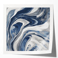 Contemporary Abstract Canvas – Fluid Navy, Gray, and Silver Artwork
