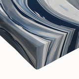 Contemporary Abstract Canvas – Fluid Navy, Gray, and Silver Artwork