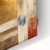 Close-up of an abstract minimalist wall art design printed on acrylic glass, showcasing smooth textures and a blend of soft colors, ideal for modern home decor.