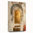 Abstract minimalist wall art displayed in a side view, featuring a sleek acrylic glass frame and secured with decorative pins, perfect for modern home decor.