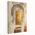 Abstract minimalist wall art on stretched canvas showcasing soft, neutral tones with subtle geometric patterns, ideal for modern home decor.