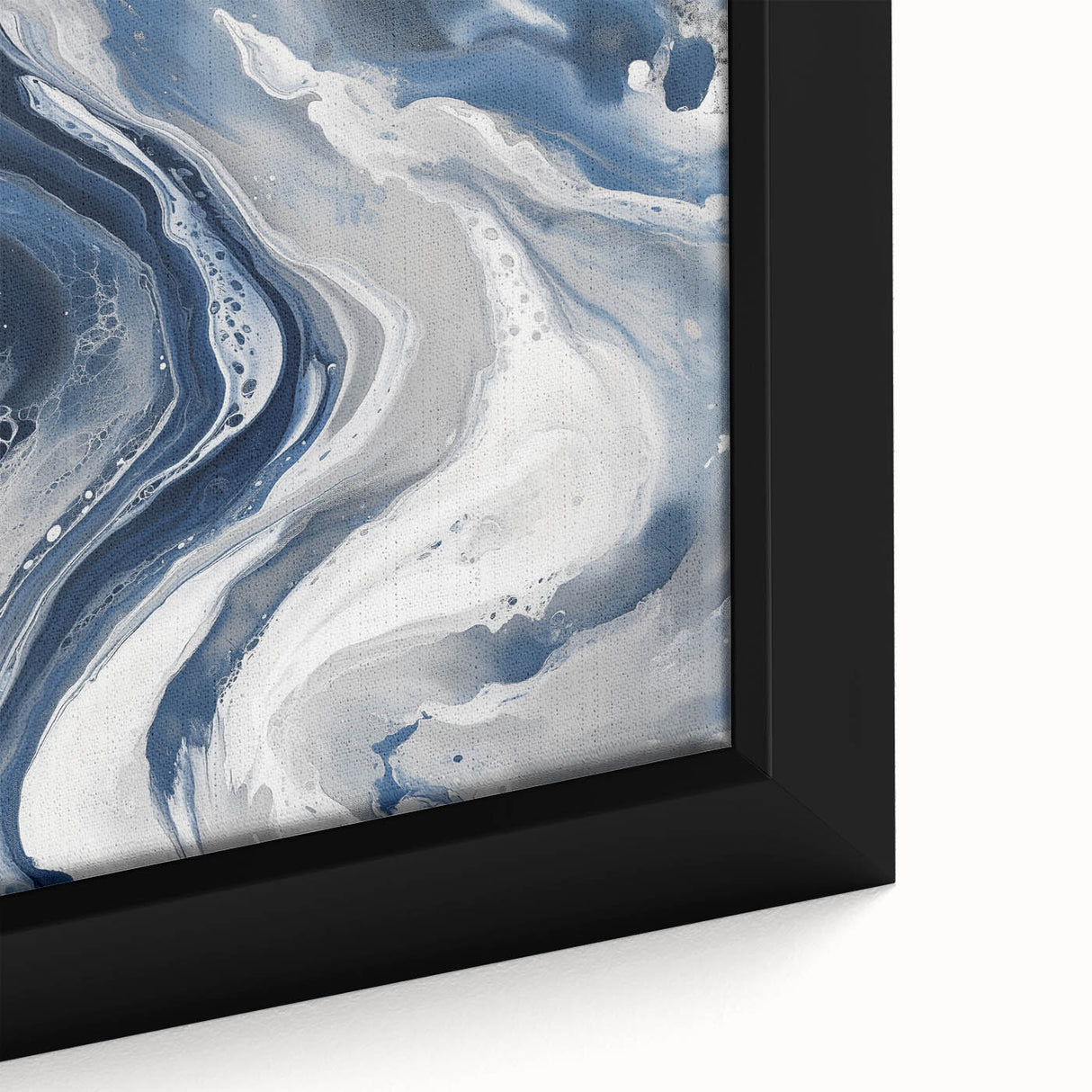 Geometric Abstract Wall Decor – Flowing Navy and Silver Artwork