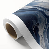 Geometric Abstract Wall Decor – Flowing Navy and Silver Artwork