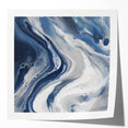 Geometric Abstract Wall Decor – Flowing Navy and Silver Artwork