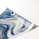 Geometric Abstract Wall Decor – Flowing Navy and Silver Artwork
