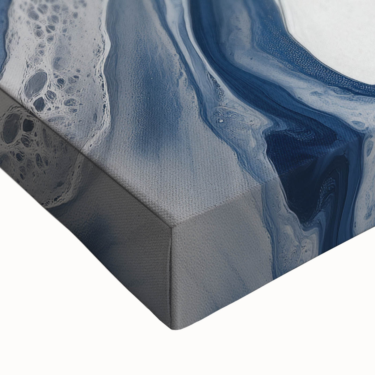 Geometric Abstract Wall Decor – Flowing Navy and Silver Artwork