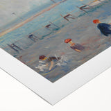 Modern Wall Art - Lively Seascape with Bathers | Coastal Beach Scene