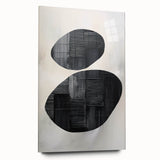 Abstract minimalist wall art displayed in a sleek acrylic frame, showcasing a harmonious blend of soft colors and geometric shapes, perfect for modern decor.
