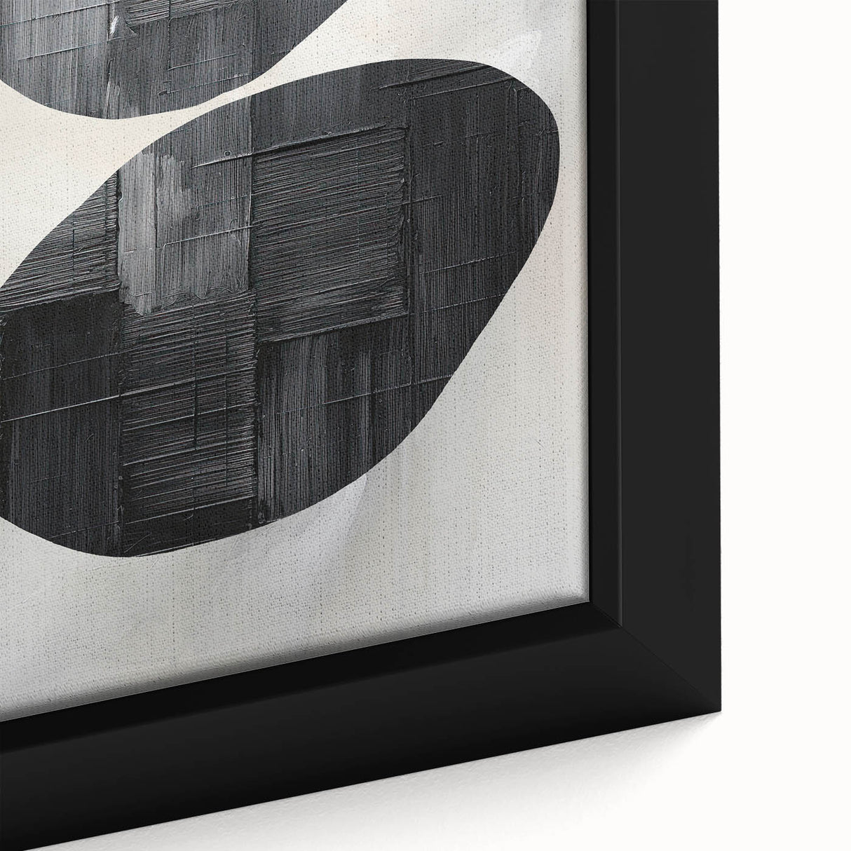 Close-up of a framed abstract minimalist wall art piece showcasing soft pastel colors and geometric shapes, perfect for modern home decor and artistic expression.