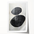 Abstract minimalist wall art print featuring soft pastel colors and geometric shapes, elegantly rolled and packaged in a protective cardboard tube. Perfect for modern decor.
