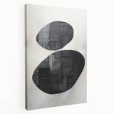 Abstract minimalist wall art on stretched canvas, showcasing a blend of soft neutral tones and geometric shapes, emphasizing modern decor aesthetics.