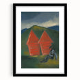 Modern Rural Landscape Wall Art - Abstract Barns with Dark Tones