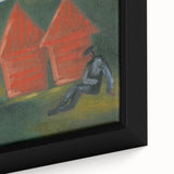 Modern Rural Landscape Wall Art - Abstract Barns with Dark Tones