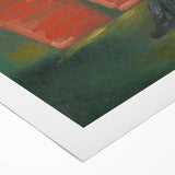 Modern Rural Landscape Wall Art - Abstract Barns with Dark Tones