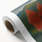 Modern Rural Landscape Wall Art - Abstract Barns with Dark Tones