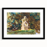 Modern Wall Art - Verdant Garden Scene with Statue | Nature-Inspired Decor