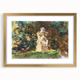 Modern Wall Art - Verdant Garden Scene with Statue | Nature-Inspired Decor