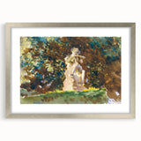 Modern Wall Art - Verdant Garden Scene with Statue | Nature-Inspired Decor