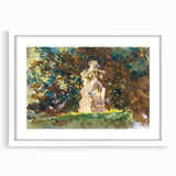 Modern Wall Art - Verdant Garden Scene with Statue | Nature-Inspired Decor