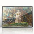 Modern Wall Art - Verdant Garden Scene with Statue | Nature-Inspired Decor