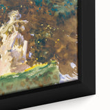 Modern Wall Art - Verdant Garden Scene with Statue | Nature-Inspired Decor