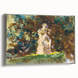 Modern Wall Art - Verdant Garden Scene with Statue | Nature-Inspired Decor
