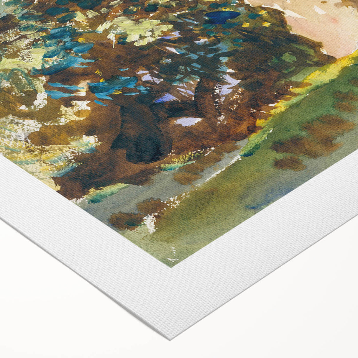 Modern Wall Art - Verdant Garden Scene with Statue | Nature-Inspired Decor