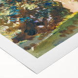 Modern Wall Art - Verdant Garden Scene with Statue | Nature-Inspired Decor