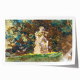 Modern Wall Art - Verdant Garden Scene with Statue | Nature-Inspired Decor