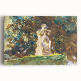 Modern Wall Art - Verdant Garden Scene with Statue | Nature-Inspired Decor