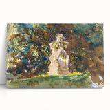 Modern Wall Art - Verdant Garden Scene with Statue | Nature-Inspired Decor
