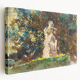 Modern Wall Art - Verdant Garden Scene with Statue | Nature-Inspired Decor
