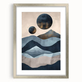 Abstract minimalist wall art featuring a sleek silver frame and mat, showcasing a modern design that enhances contemporary home decor aesthetics. Ideal for stylish interiors.