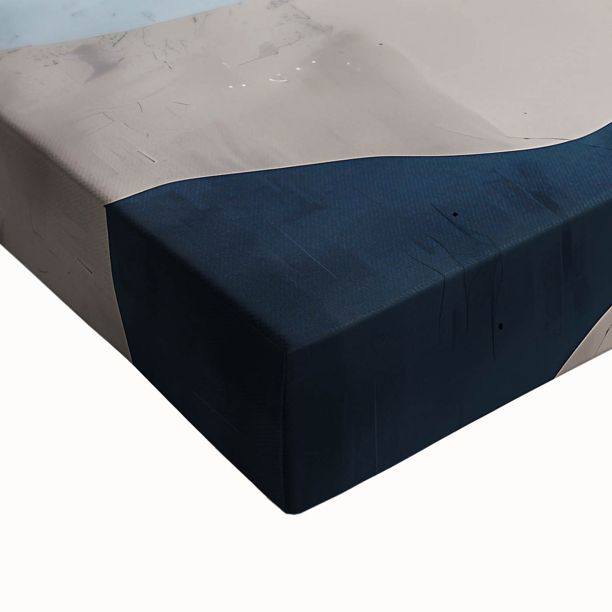 Close-up of a stretched canvas showcasing abstract minimalist wall art, featuring soft earth tones and fluid shapes, perfect for modern home decor.