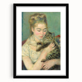 Impressionism Wall Art: Woman with a Cat by Pierre-Auguste Renoir Prints