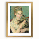 Impressionism Wall Art: Woman with a Cat by Pierre-Auguste Renoir Prints