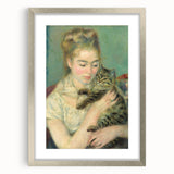 Impressionism Wall Art: Woman with a Cat by Pierre-Auguste Renoir Prints