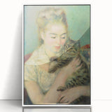 Impressionism Wall Art: Woman with a Cat by Pierre-Auguste Renoir Prints