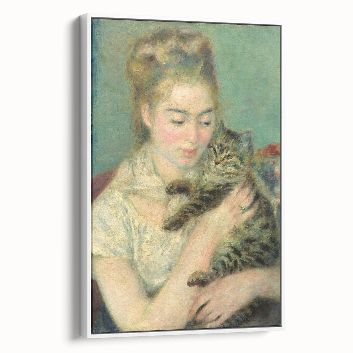 Impressionism Wall Art: Woman with a Cat by Pierre-Auguste Renoir Prints