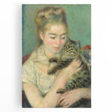 Impressionism Wall Art: Woman with a Cat by Pierre-Auguste Renoir Prints