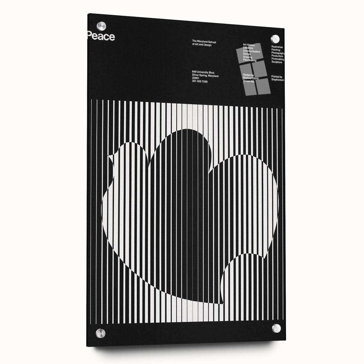 Vintage Minimalist Poster Wall Art - Black and White "Peace" Design