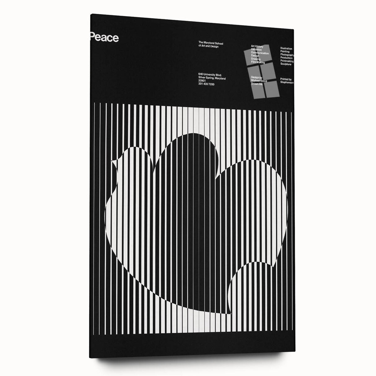 Vintage Minimalist Poster Wall Art - Black and White "Peace" Design