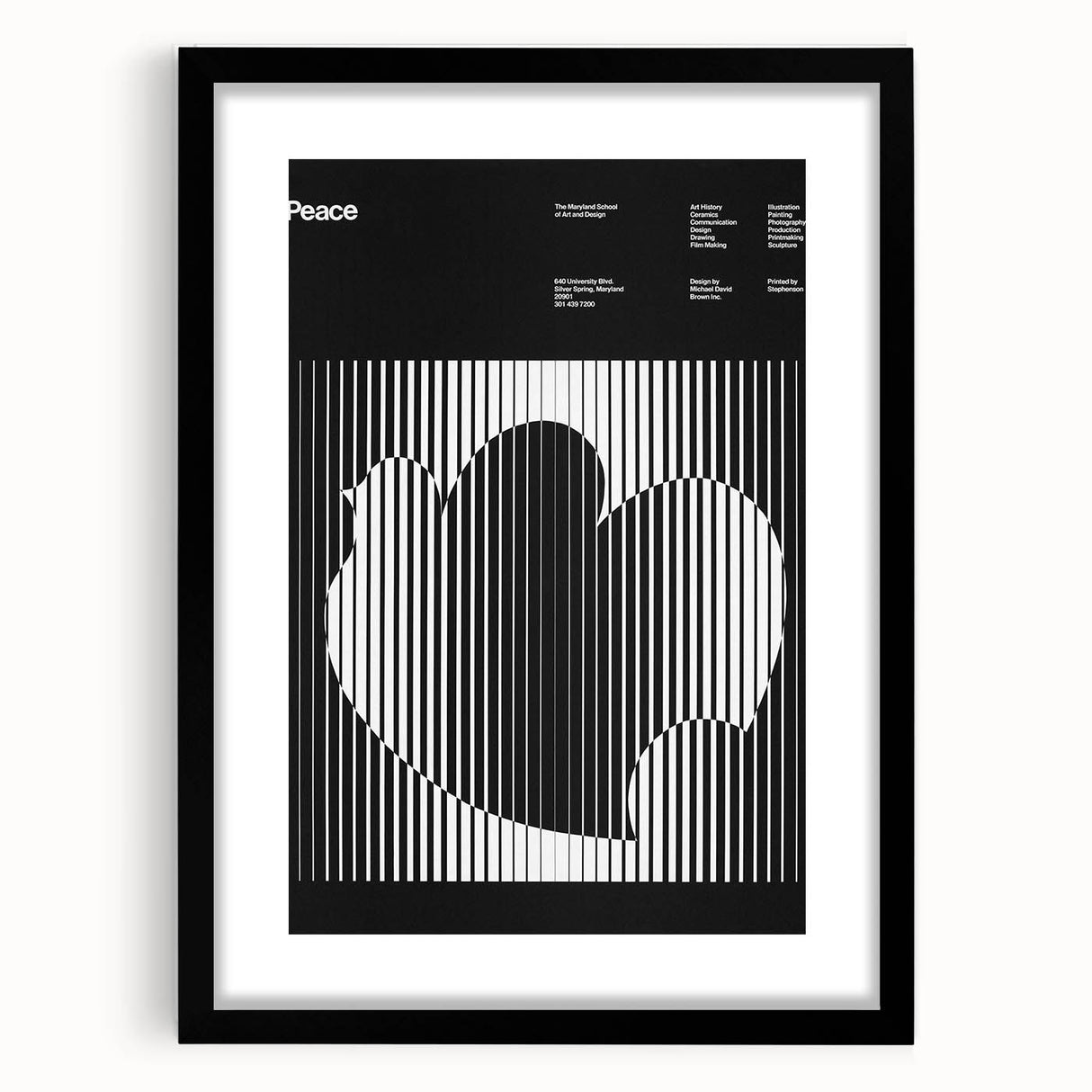 Vintage Minimalist Poster Wall Art - Black and White "Peace" Design