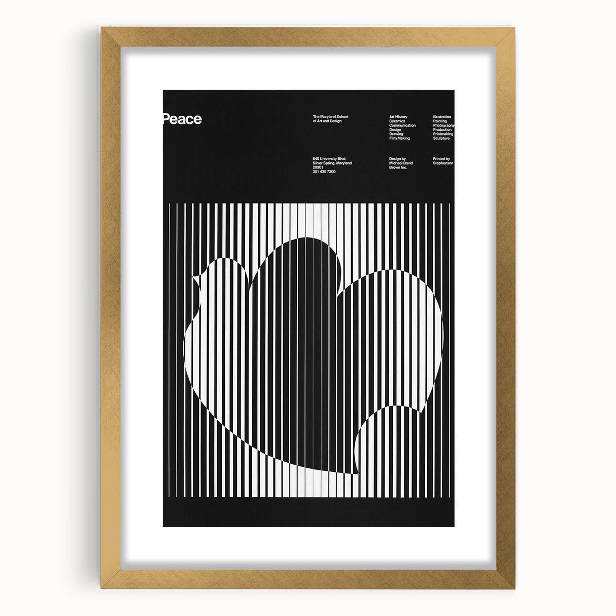 Vintage Minimalist Poster Wall Art - Black and White "Peace" Design